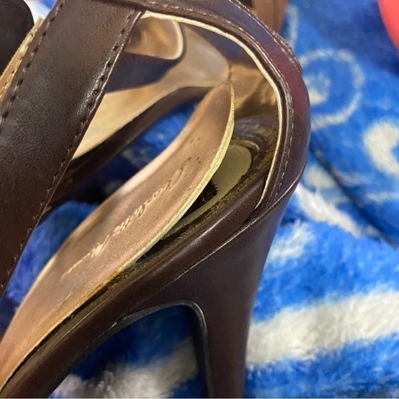 Charlotte Russe Open Toe Strap Heels Brown 9 - Picture 7 of 9